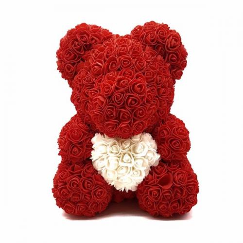 Мишка из 3D роз 40 см с сердцем
